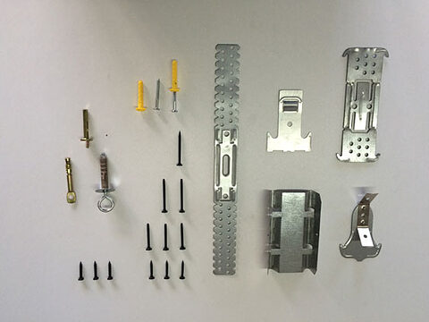 Drywall screws, wall plugs and mounting clips