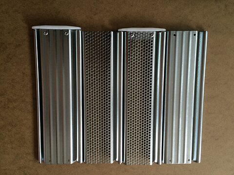 Sheet metal shutter slats, solid and with ventilation holes