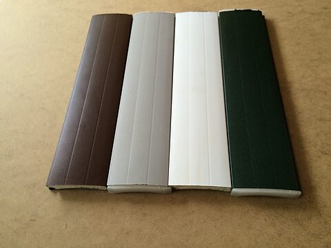 Shutter slats in four colours: brown, grey, white and green